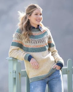 Float Stitch Yoke Donegal Sweater -Celtic And Co Sales 106148