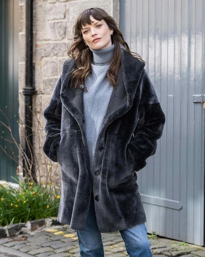 Reversible Hooded Cocoon Coat 3 Reversible Hooded Cocoon Coat