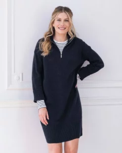 Flecked Zip Neck Dress