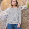Pointelle Stripe Sweatshirt -Celtic And Co Sales 124435