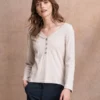 Organic Cotton Jersey Half Placket Top -Celtic And Co Sales 125814