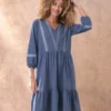 Organic Cotton Embroidered V Neck Jersey Dress -Celtic And Co Sales 125831