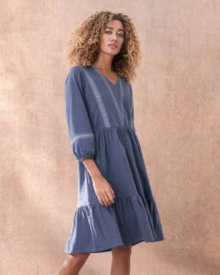 Organic Cotton Embroidered V Neck Jersey Dress 8 Organic Cotton Embroidered V Neck Jersey Dress -Celtic And Co Sales 125833