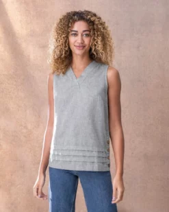 Organic Cotton/Linen Pleat Hem Top -Celtic And Co Sales 125845