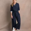 Linen Long Sleeve Jumpsuit -Celtic And Co Sales 125996