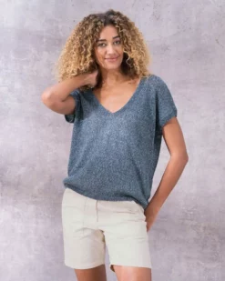 Linen Knitted V Neck T Shirt -Celtic And Co Sales 128390 1