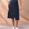 Linen Button Through Midi Skirt