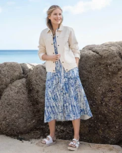 Linen Blend Button Through Dress -Celtic And Co Sales 128430