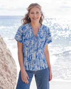 Linen Blend Button Through Blouse