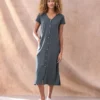 Organic Cotton Button Through Jersey Midi Dress 1 Organic Cotton Button Through Jersey Midi Dress -Celtic And Co Sales 128990