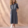 Organic Cotton Embroidery Detail Midi Dress 2 Organic Cotton Embroidery Detail Midi Dress -Celtic And Co Sales 129066