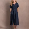 Linen Button Through Dress -Celtic And Co Sales 129791