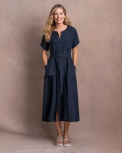 Linen Button Through Dress