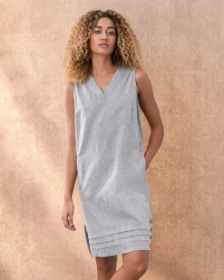 Organic Cotton/Linen Pleat Hem Dress