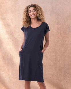 Organic Cotton Loop Trim Jersey Dress -Celtic And Co Sales 131169 1