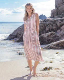 Striped Sleeveless Midi Dress