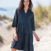 Linen Knee Length Swing Dress