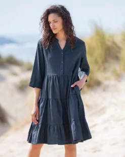 Linen Knee Length Swing Dress 8 Linen Knee Length Swing Dress -Celtic And Co Sales 136879