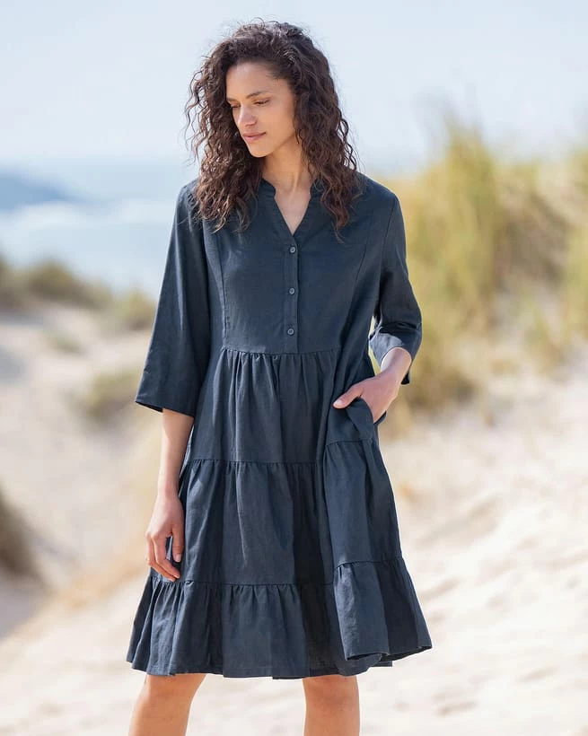 Linen Knee Length Swing Dress 5 Linen Knee Length Swing Dress - Image 3