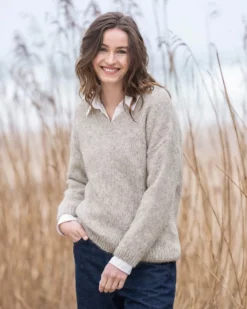 Alpaca Cotton V Neck Sweater -Celtic And Co Sales 137403