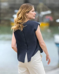 Linen Button Back Blouse -Celtic And Co Sales 137629