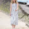 Printed Linen Sleeveless Midi Dress -Celtic And Co Sales 137643