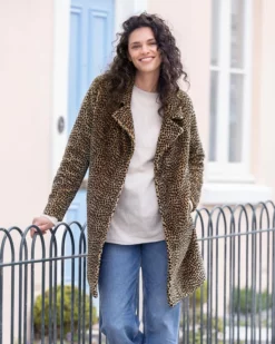 Cheetah Print Shearling Coat