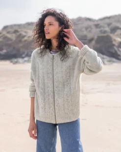 British Wool Cable Zip Cardigan -Celtic And Co Sales 142139