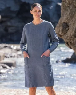 Twill Knee Length Shift Dress