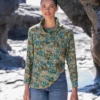 Printed Cowl Neck Top -Celtic And Co Sales 142196