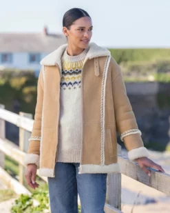 Stitch Detail Shearling Jacket