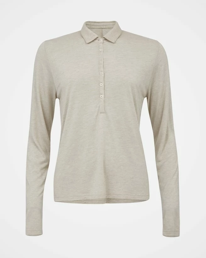 Wool Blend Long Sleeve Polo Top 6 Wool Blend Long Sleeve Polo Top - Image 4