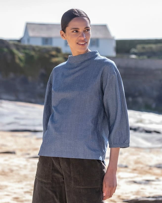 Twill Funnel Neck Top 5 Twill Funnel Neck Top - Image 3