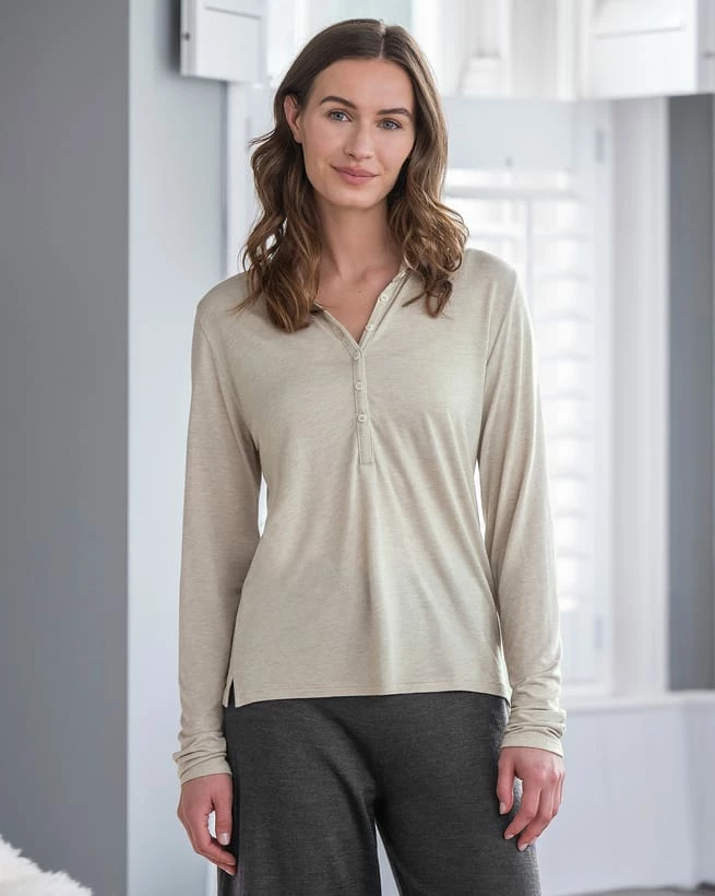 Wool Blend Long Sleeve Polo Top 4 Wool Blend Long Sleeve Polo Top - Image 2