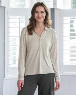 Wool Blend Long Sleeve Polo Top 8 Wool Blend Long Sleeve Polo Top -Celtic And Co Sales 147694