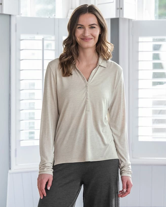 Wool Blend Long Sleeve Polo Top 5 Wool Blend Long Sleeve Polo Top - Image 3