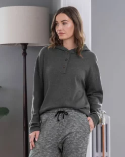 Organic Cotton Button Detail Hoodie