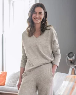 Organic Cotton Jersey V Neck Sweatshirt