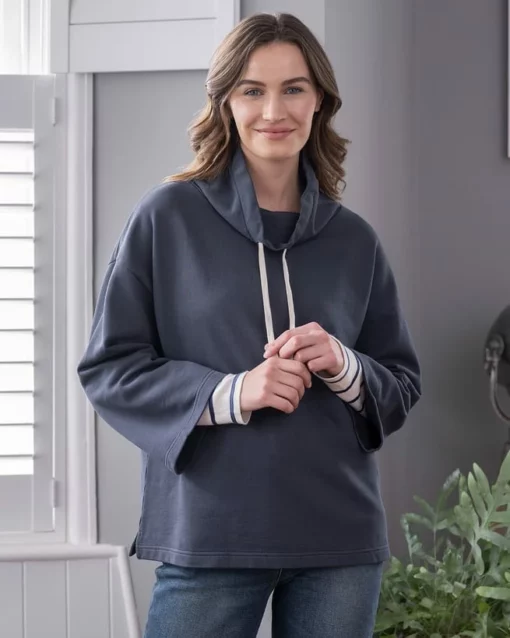 Organic Cotton Funnel Neck Sweatshirt 1 Organic Cotton Funnel Neck Sweatshirt -Celtic And Co Sales 147859