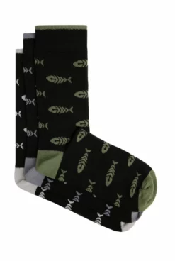 Ronan Eco Bones Socks 3 Pack Black -Celtic And Co Sales 75823