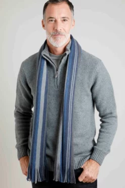 Hartford Eco Stripe Scarf Ensign Blue -Celtic And Co Sales 87879