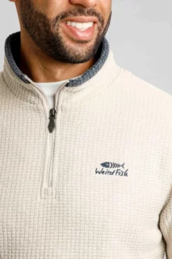 Newark Eco 1/4 Zip Grid FleeceEcru -Celtic And Co Sales 88104