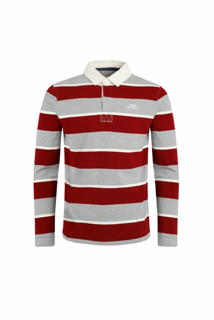 Laxton Organic Long Sleeve Stripe Rugby Shirt Grey 4 Laxton Organic Long Sleeve Stripe Rugby Shirt Grey - Image 2