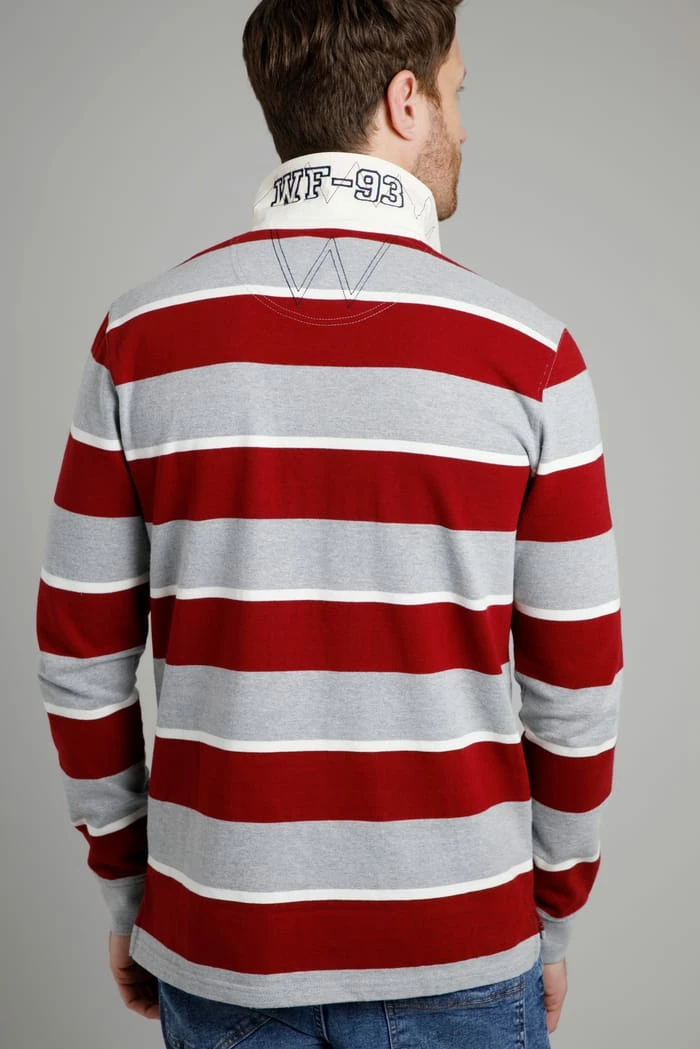 Laxton Organic Long Sleeve Stripe Rugby Shirt Grey 5 Laxton Organic Long Sleeve Stripe Rugby Shirt Grey - Image 3