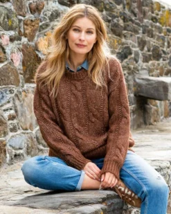 Luxe Cable Sweater -Celtic And Co Sales 91097 2