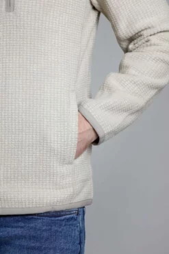 Rossten Eco Full Zip Grid Fleece Ecru -Celtic And Co Sales 91216