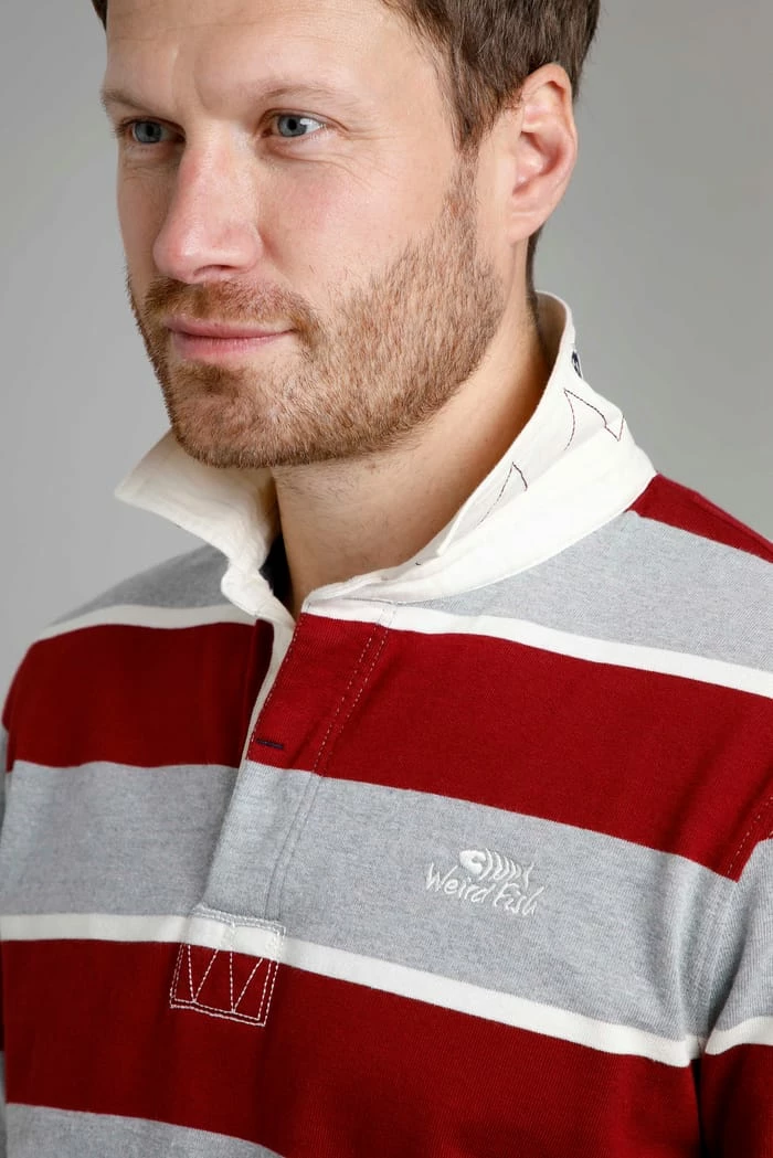 Laxton Organic Long Sleeve Stripe Rugby Shirt Grey 6 Laxton Organic Long Sleeve Stripe Rugby Shirt Grey - Image 4