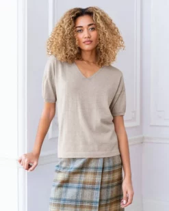 Fine Knit V Neck Tee -Celtic And Co Sales 91717