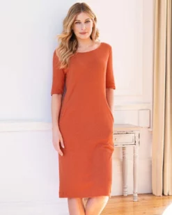 Linen/Cotton Knee Length Dress 8 Linen/Cotton Knee Length Dress -Celtic And Co Sales 91745