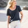 Linen Scoop Neck T-Shirt -Celtic And Co Sales 91765